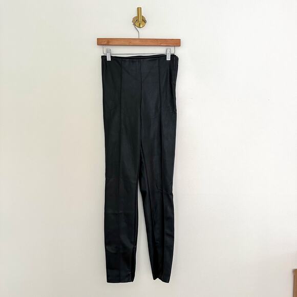 Zara Faux Leather High Rise Ankle Zip Graze Leggings Black S - Picture 2 of 11